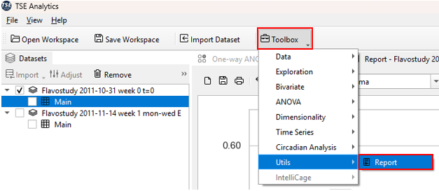 Figure: Open Report Window